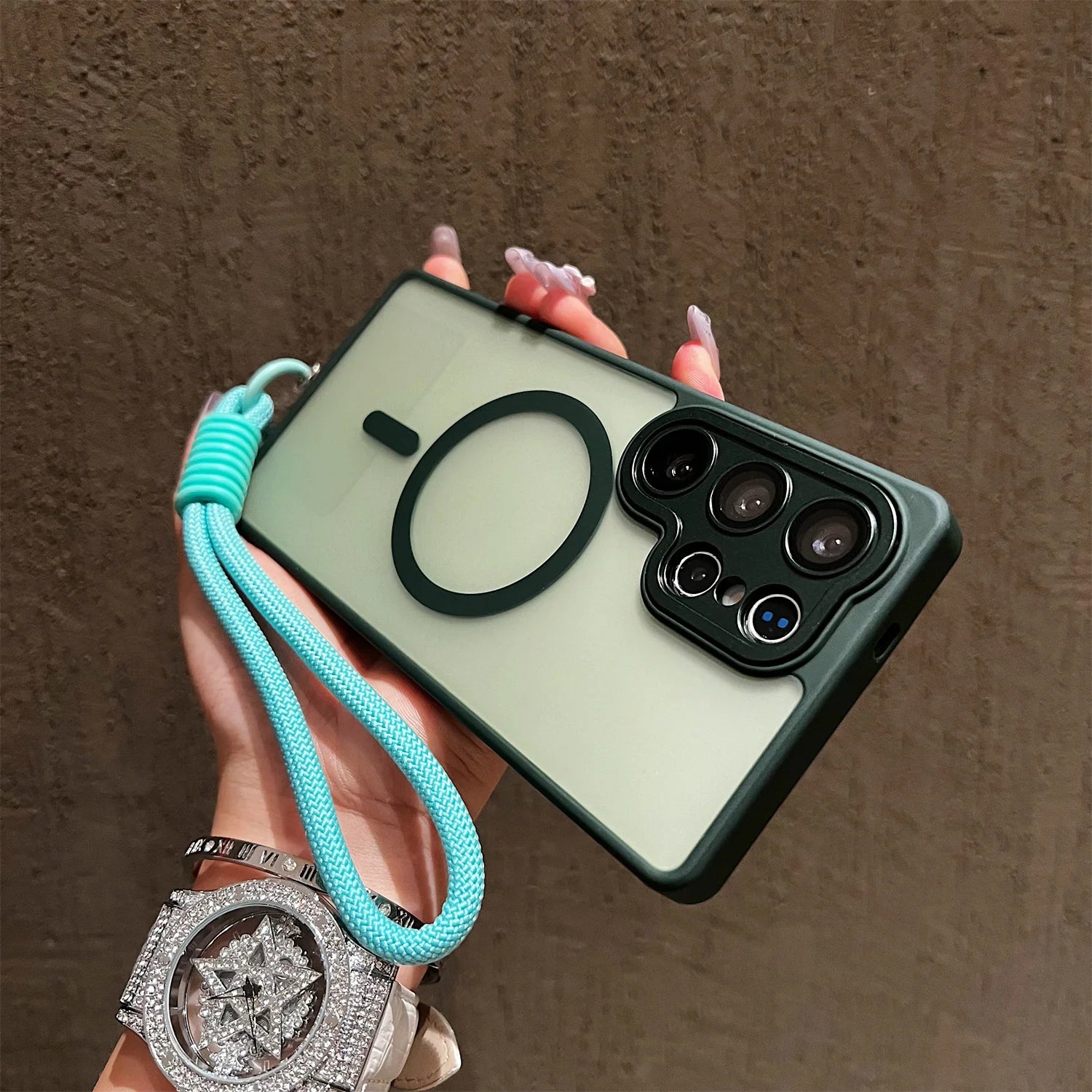 Matte Translucent With Lanyard Magnetic Case for Samsung Galaxy S26 S25 S24 S23 UItra Plus S24 25FE Magsafe Wireless Charge Cove