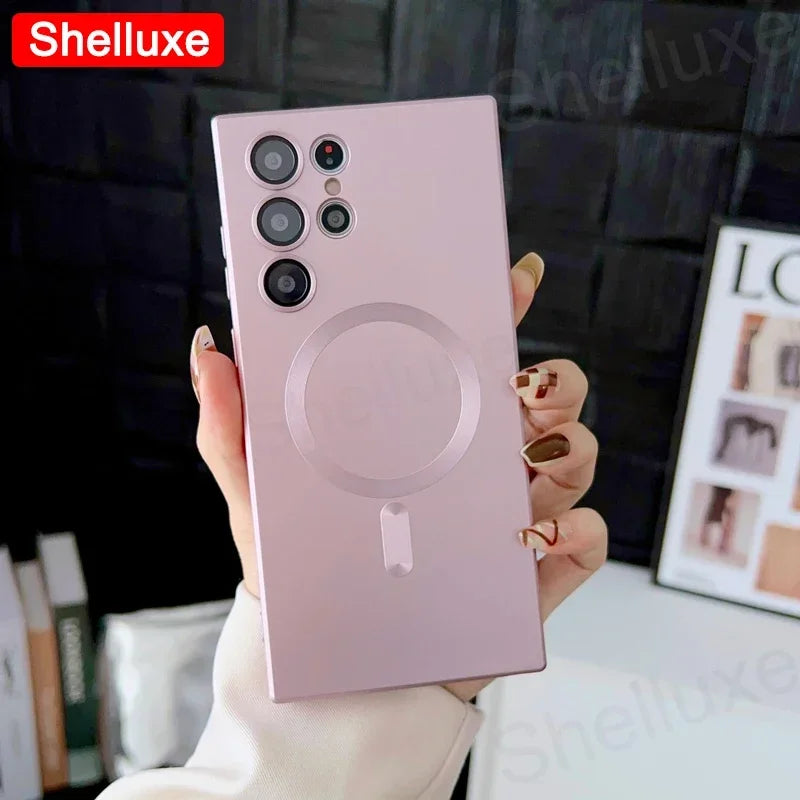 Luxury For Magsafe Magnetic Soft TPU Case Shelluxe For Samsung Galaxy S26 S25 EDGE S24 S23 S22 Ultra S21 Plus S20 FE Phone Cover