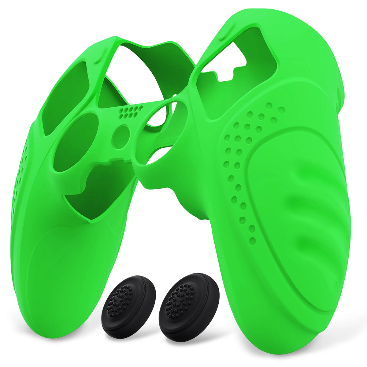 PlayVital Anti-Slip Silicone Cover for PS5 Edge Controller, Rubber Protector Case with Thumb Grip Caps - Guardian Edition Series