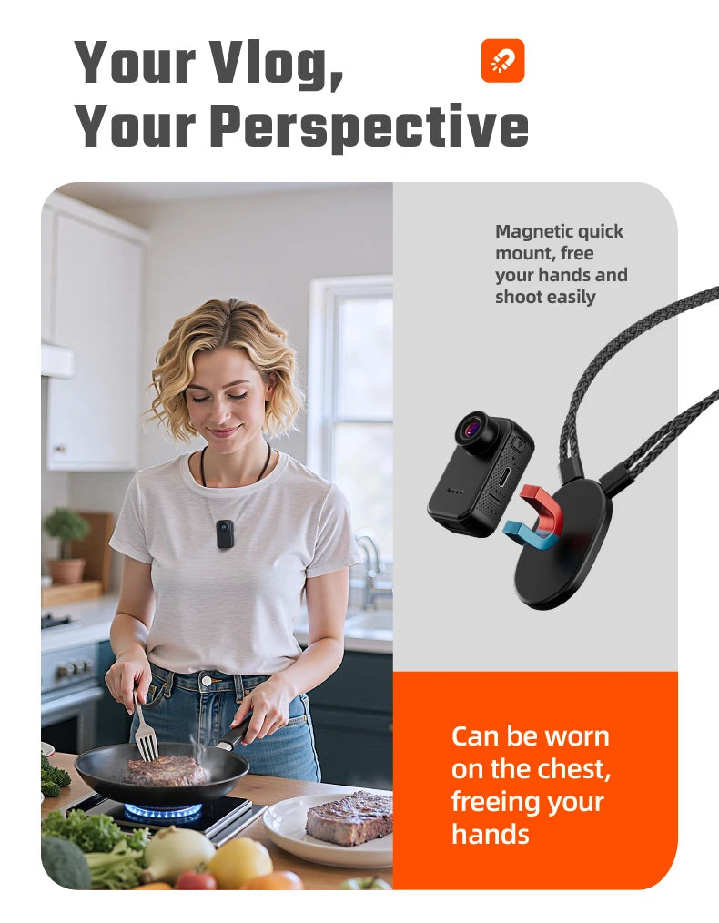 Magnetic Thumb Camera 1080P Body Camera For Outdoor Action Vlog 1920x1080P Video Recorder Ideal For Cycling Hiking And Walking