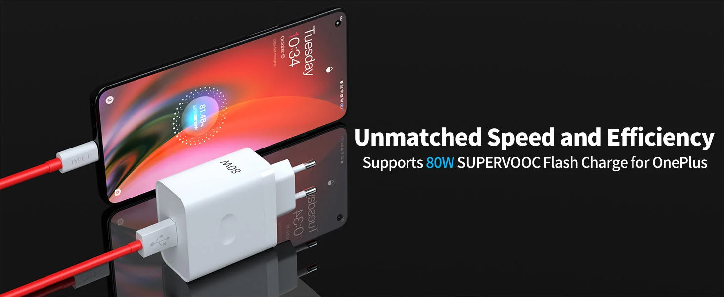EU Plug 80W Ultra Fast Charger For OnePlus 8 9 10 11 12 13 Nord 2 2T N200 N300 5G OPPO Realme Type C USB SuperVooc Charge Cable