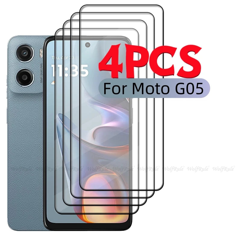4PCS Full Cover Glass For Motorola Moto G05 Glass Moto G05 Tempered Glass Protective HD 9H Screen Protector Moto G05 G 05 Glass