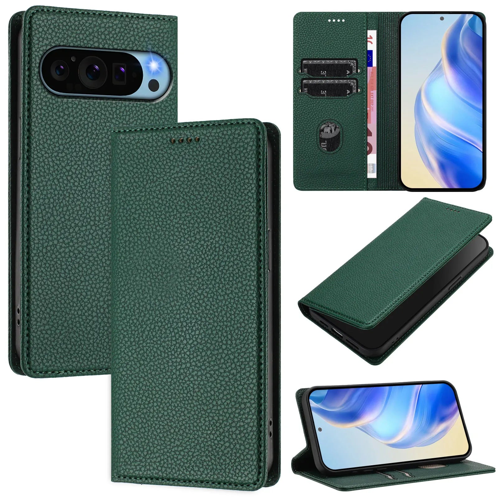 Flip Leather Phone Case for Google Pixel 6 7 8 9 Pro XL Pixel 9A 8A 7A 6A Matte Wallet Case for Pixel 5A 5XL Card Holder Cover
