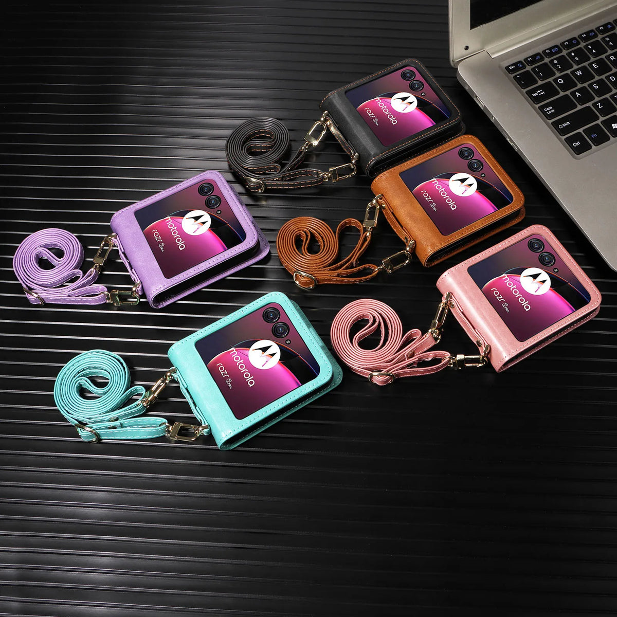Leather Case For Motorola Razr 70 60 50 Ultra Moto Razr 40 Razr+ 2026 2025 2024 2023 Wallet Cover With Lanyard Card Holder Coque
