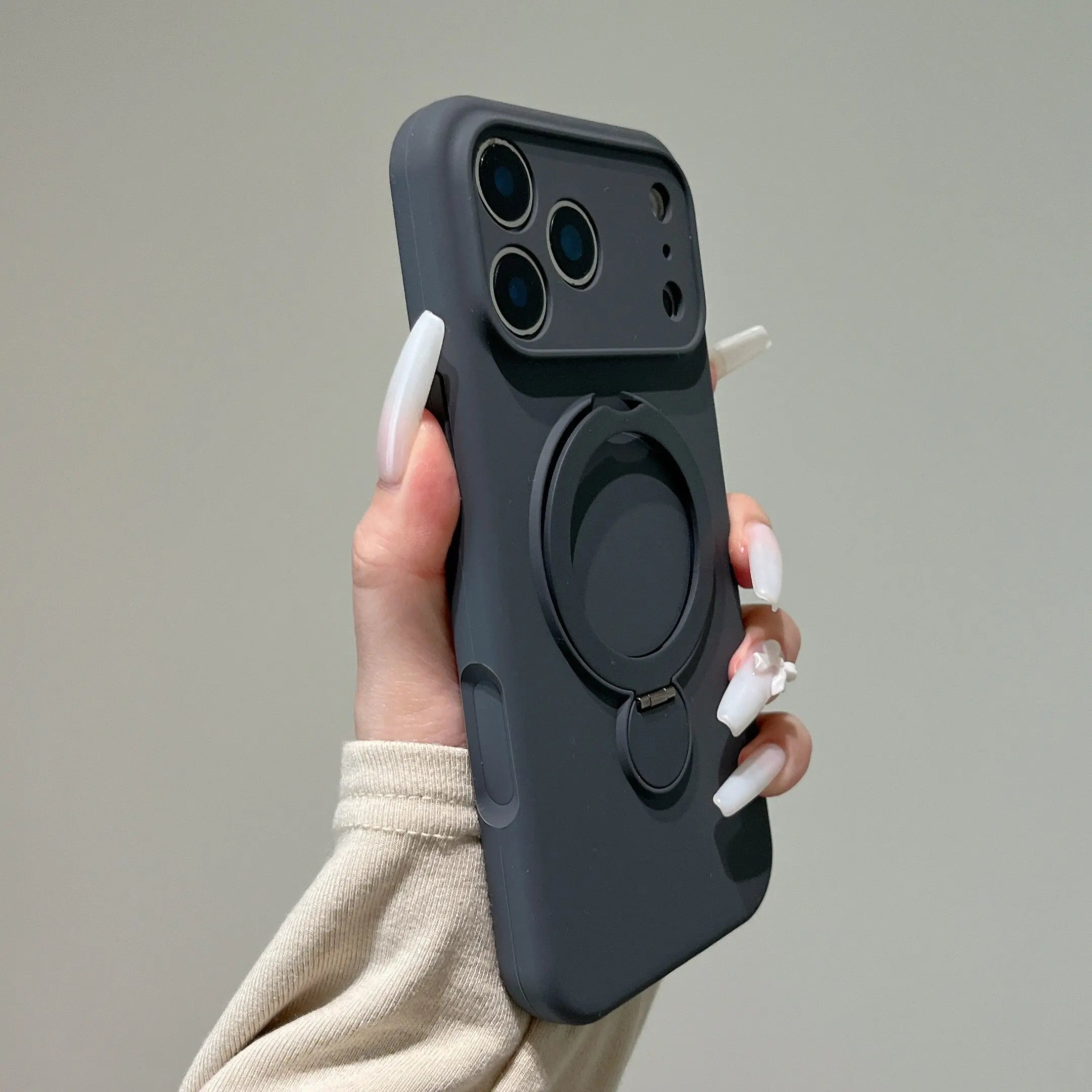 360° Rotate Fold Magnetic Ring Holder Stand Phone Case For iPhone 17 Pro Max Air 15 13 14 16 Magsafe Soft Liquid Silicone Cover