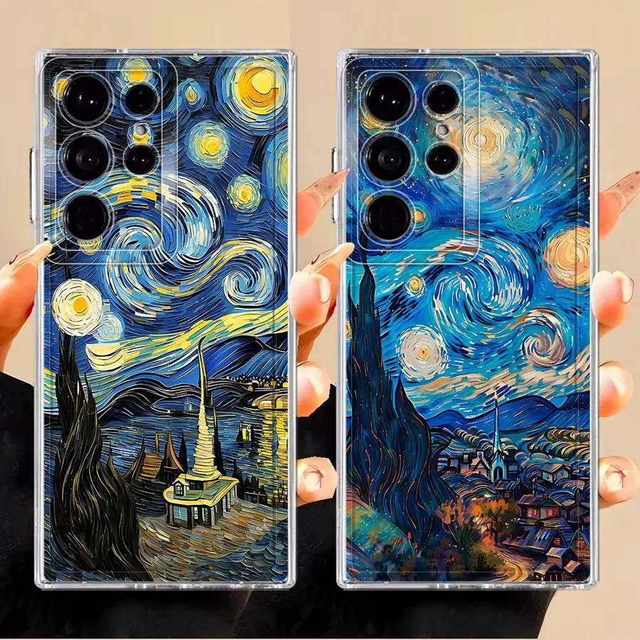 Van Gogh Sunflowers Clear Cover Phone Case for Samsung Galaxy Note 20 Ultra 10 S22 FE S25 Edge S23 Ultra S20 Plus S21 S24