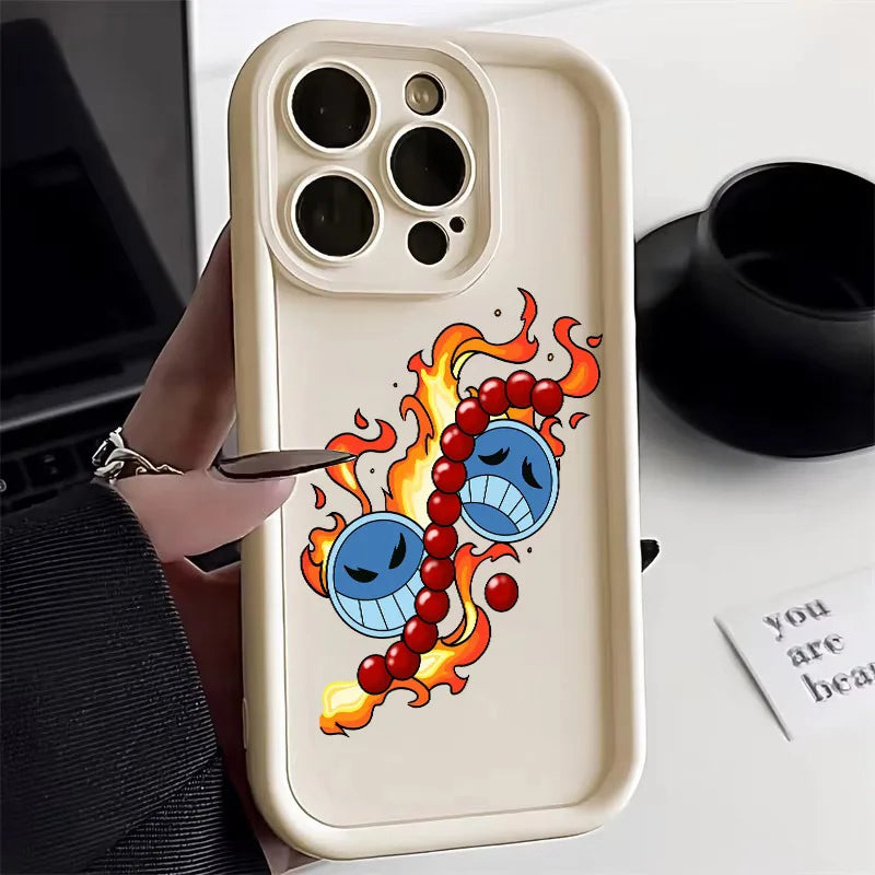 Ones Pieces Anime Ace Fire Phone Case for iPhone 17e 17 16e 16 15 14 13 12 11 Air Pro Max Mini XR XS X Plus Soft TPU Back Cover