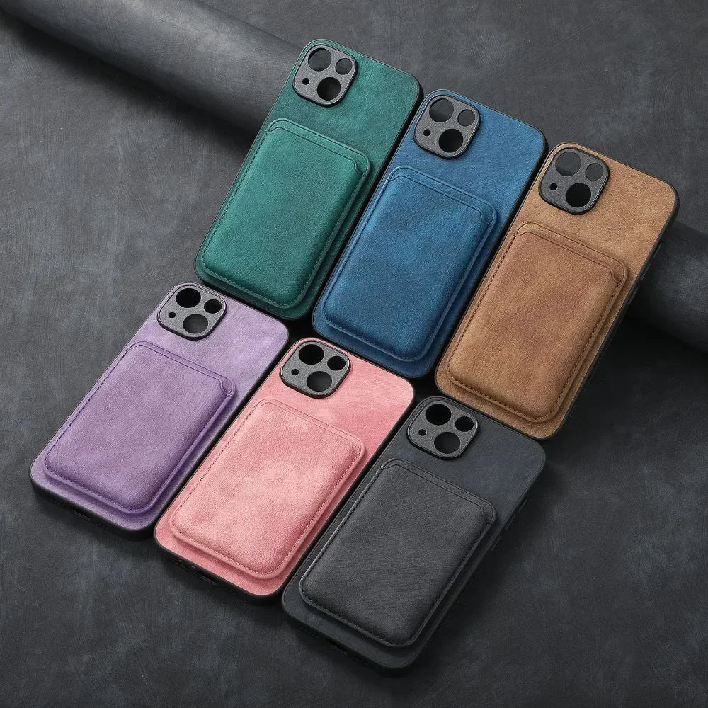 Vintage Leather Case with Detachable Magnetic Wallet Card Holder For iPhone 11 12 13 14 15 16 17 Pro Max Plus Protective Cover