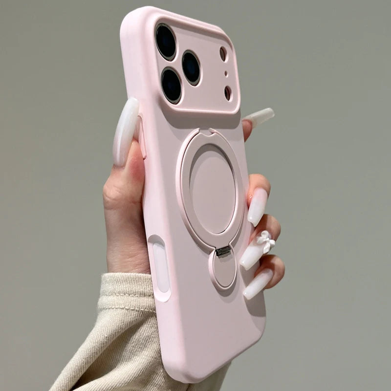 360° Rotate Fold Magnetic Ring Holder Stand Phone Case For iPhone 17 Pro Max Air 15 13 14 16 Magsafe Soft Liquid Silicone Cover