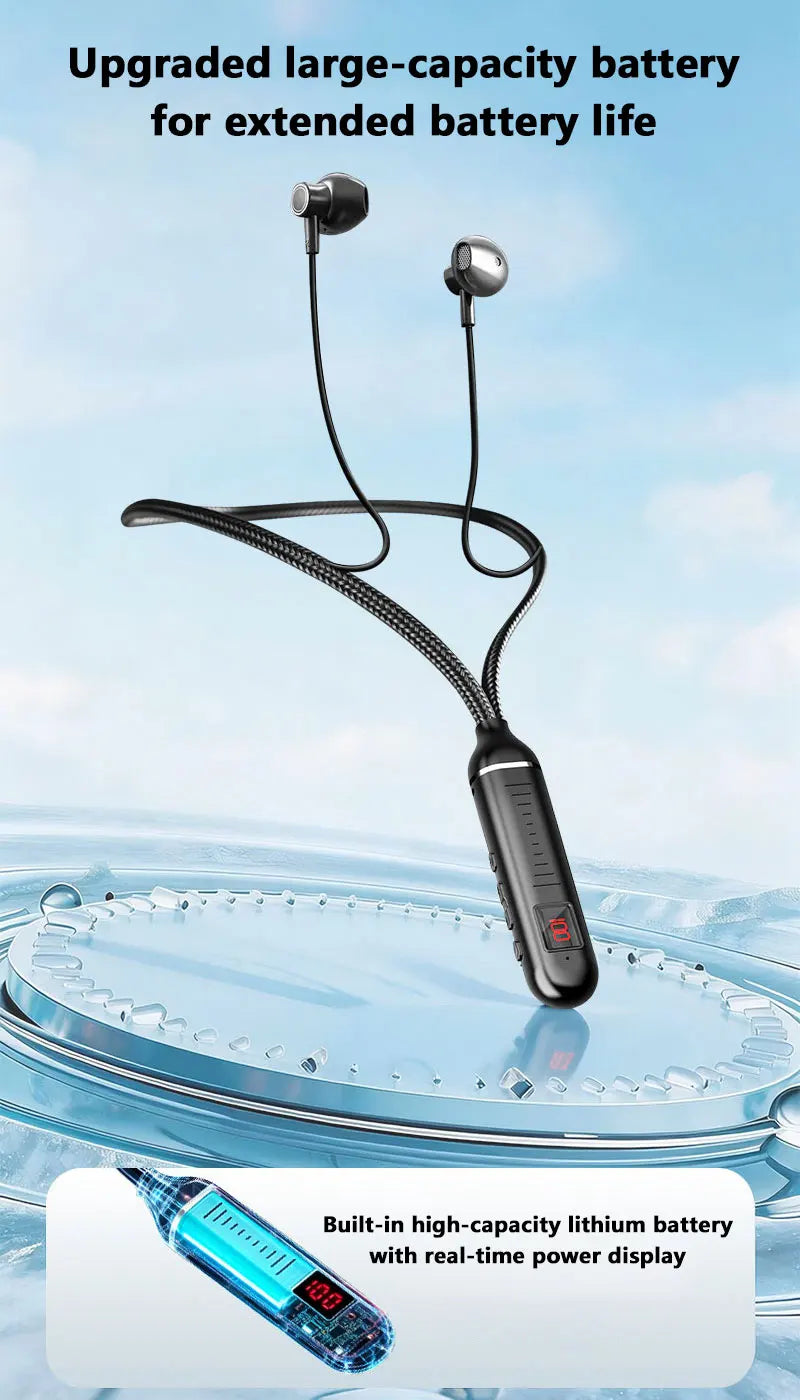 Lenovo Wireless Bluetooth 5.4 Neckband Headphones 48H Low Latency Gaming Dual Mode TFCard CVC HD Call 360 Sound Noise Cancelling