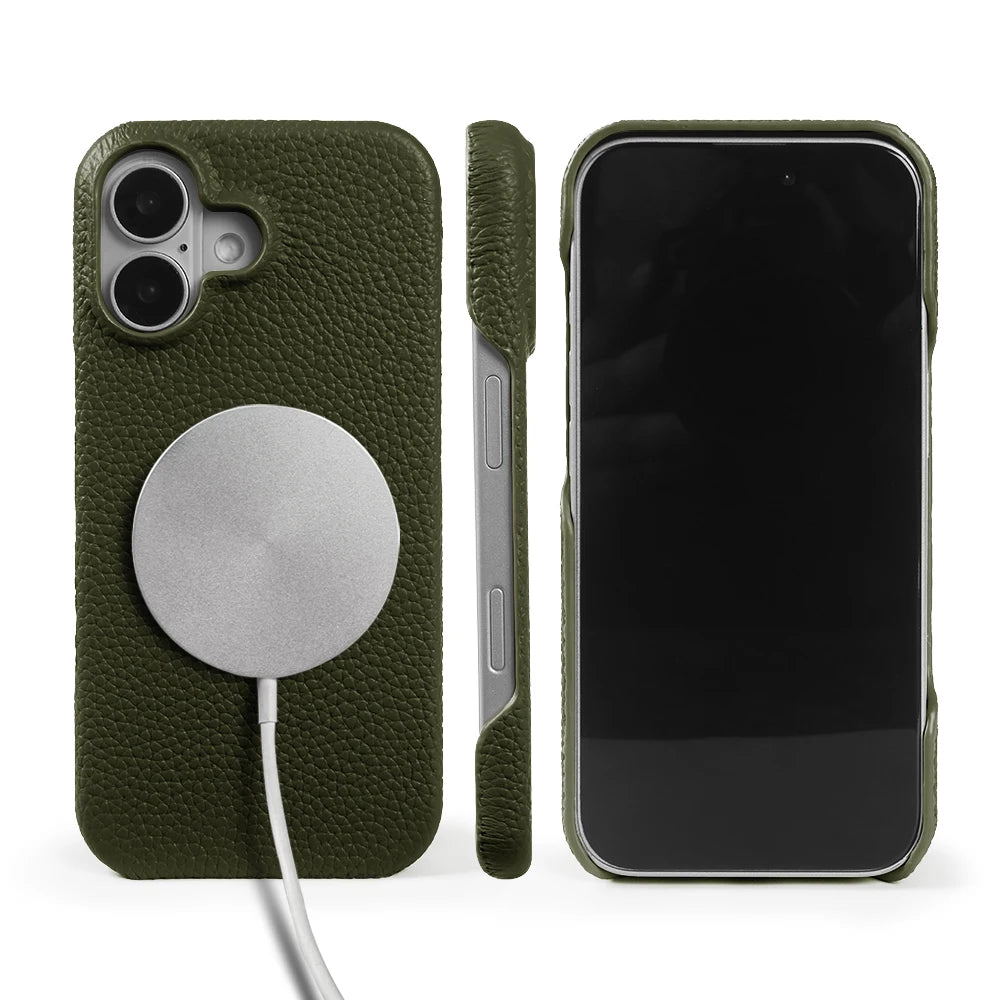 For Magsafe Lychee Pattern Genuine Leather Case for iphone 17 Pro Max Air 16 17e 16e 15 14 Plus 13 12 Mini Phone Case Back Cover