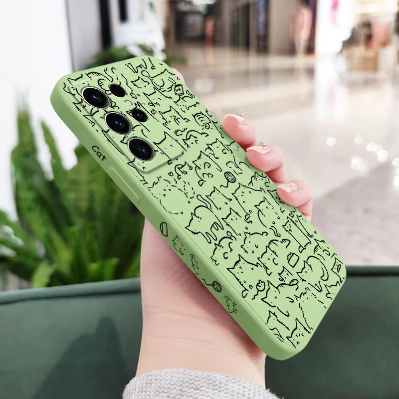 Line Cat Park Phone Case For Samsung Galaxy S25 S24 S23 S22 S21 S20 S10 S10E S9 Ultra Plus FE Note 20 Ultra 10 9 Plus Cover