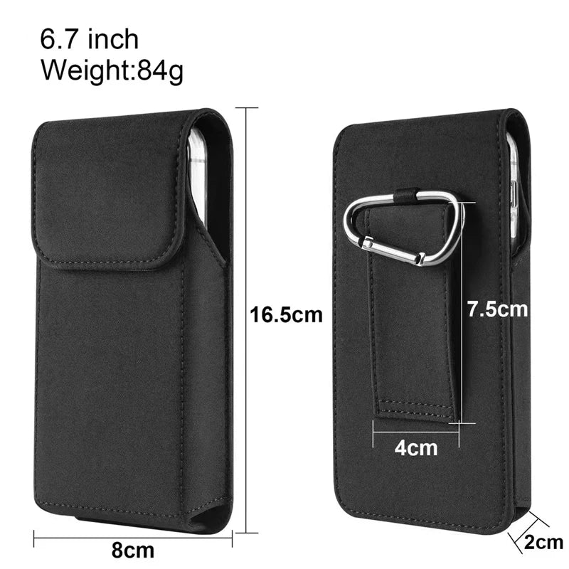For Samsung S26 S25 S24 S23 S22Plus S26 Ultra S26 FE Smart phone Case Belt Clip Holster Nylon Cloth Bag Flip Cover Phone Pouch
