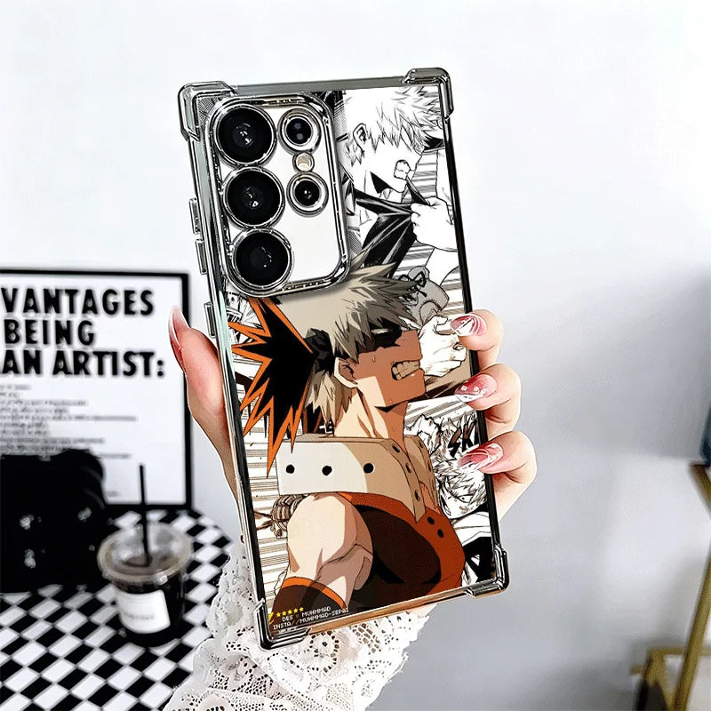 MHA My Hero Bakugou Katsuki Plating Phone Case For Samsung Galaxy S25 S26 Edge S24 S23 Ultra S22 S21 Plus S20 FE Anti-Fall Prote