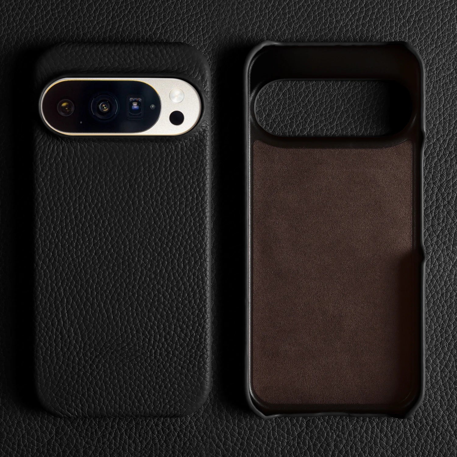 Luxury Lychee Grain Genuine Leather Back Cover Case For Google Pixel 10 Pro XL 9 8 7 6 5 5A 6A 7A 8A 9A Phone Cases Coque Funda