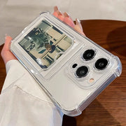 Transparent Card Wallet Slot Bag Holder Case For iPhone 16 15 14 13 12 11 Pro Max Mini X XR 7 8 Plus Clear Shockproof Soft Cover