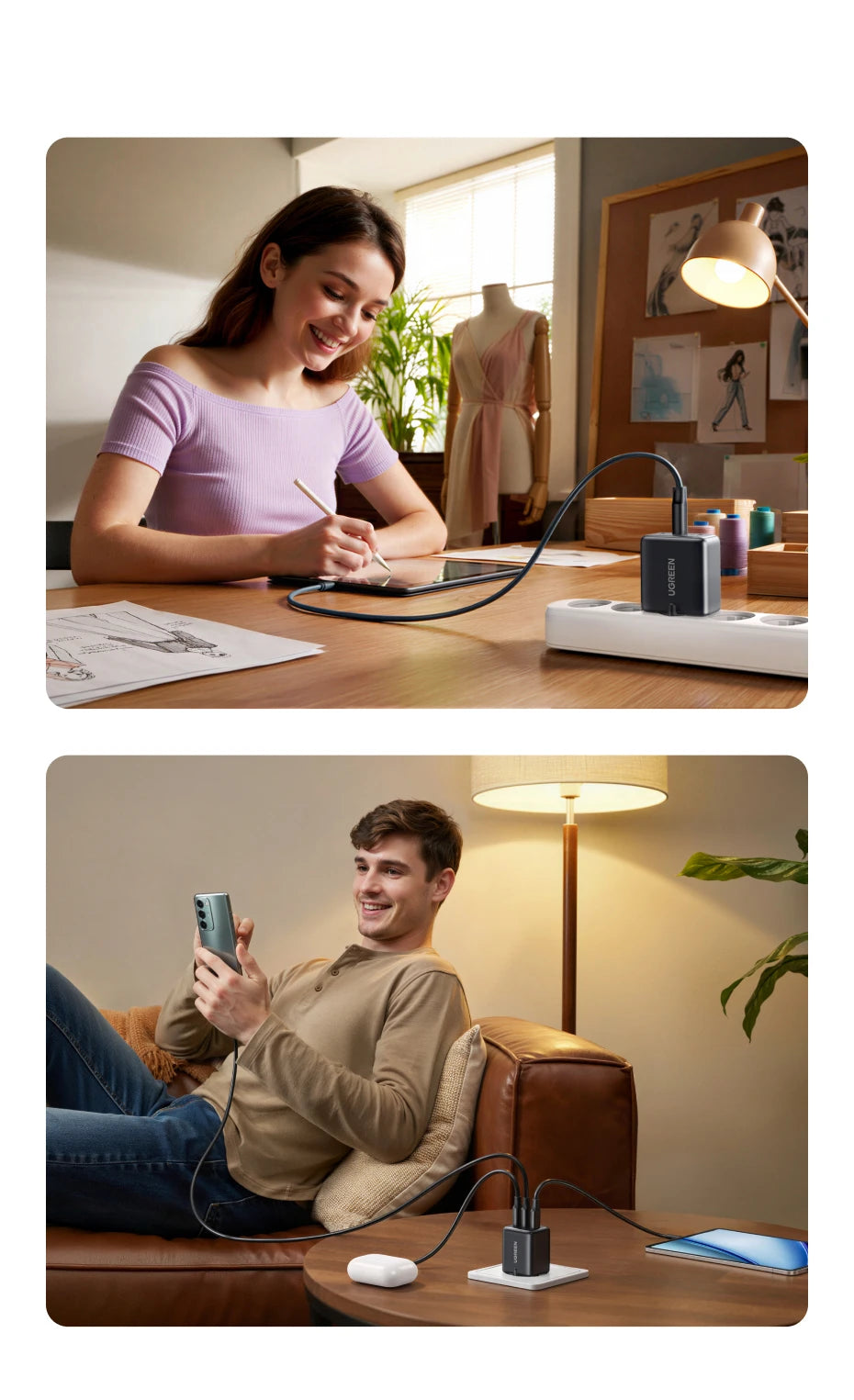 UGREEN 30W GaN Charger PD 3.0 UFSC PPS For iPhone 17 16 15 Pro Max Samsung S25 Xiaomi Tablet iPad Air Pro 3 USB C Phone Charger