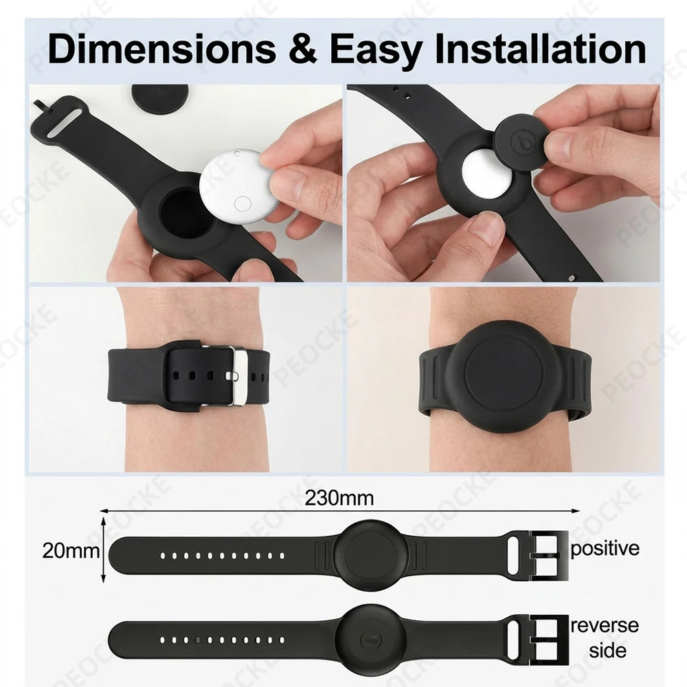 Smart Location Tag With Adjustable Silicone Wristband Works with Android Google Find Hub Anti-Lost GPS Tracker Bluetooth Locator