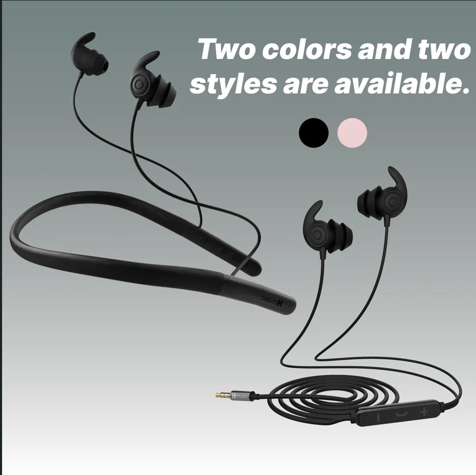 Hmusic HS88 Wired SideSleeper Earbuds Noise Isolation 12H Playtime Bluetooth 5.4 UltraThin Neckband for Sleep Podcast Meditation