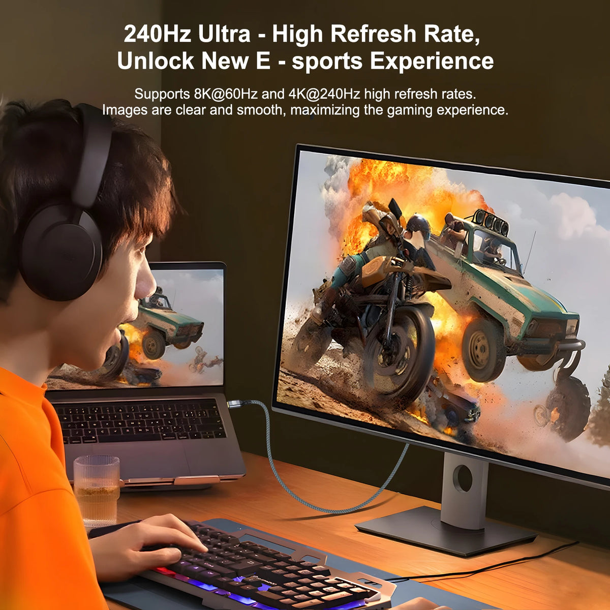 HDMI 2.1 Certified 48Gbps High Speed Cable For PS4 Xbox TV Box PC 1M 2M 3M 5M 7M 10M Nylon Cord 8K 60HZ 4K 240HZ HDR Dolby Atmos
