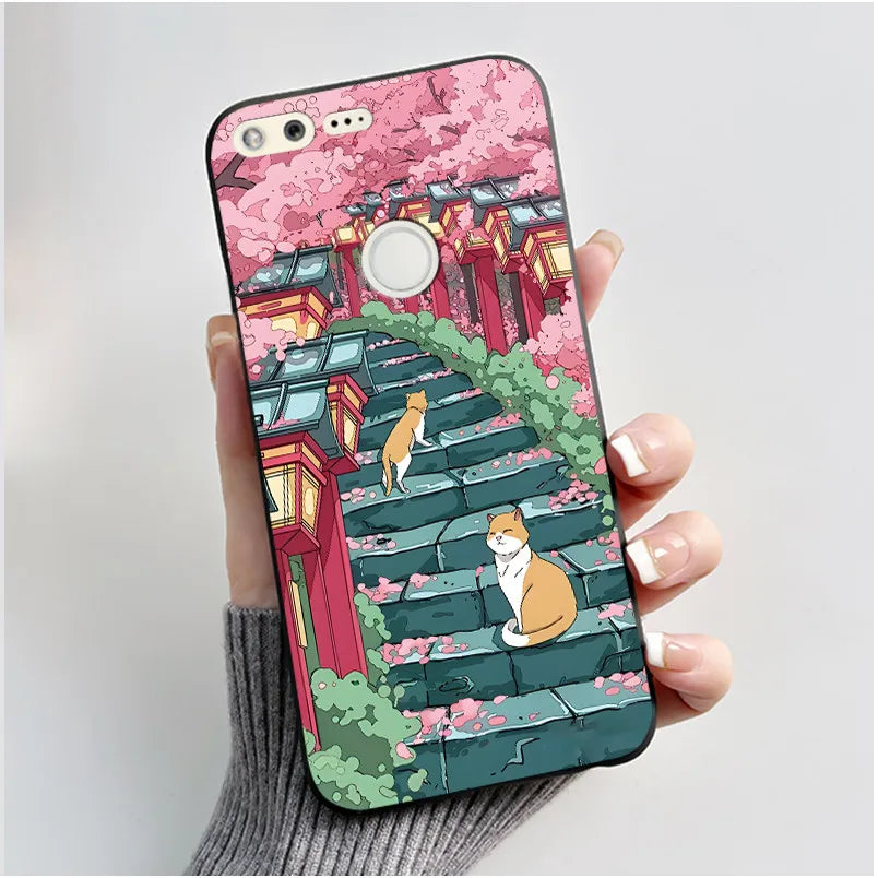 For Google Pixel 1 Case Aesthetic Cute Cat Shockproof Silicone TPU Soft Back Cover for Google Pixel 1 Pixel1 XL Phone Case Coque