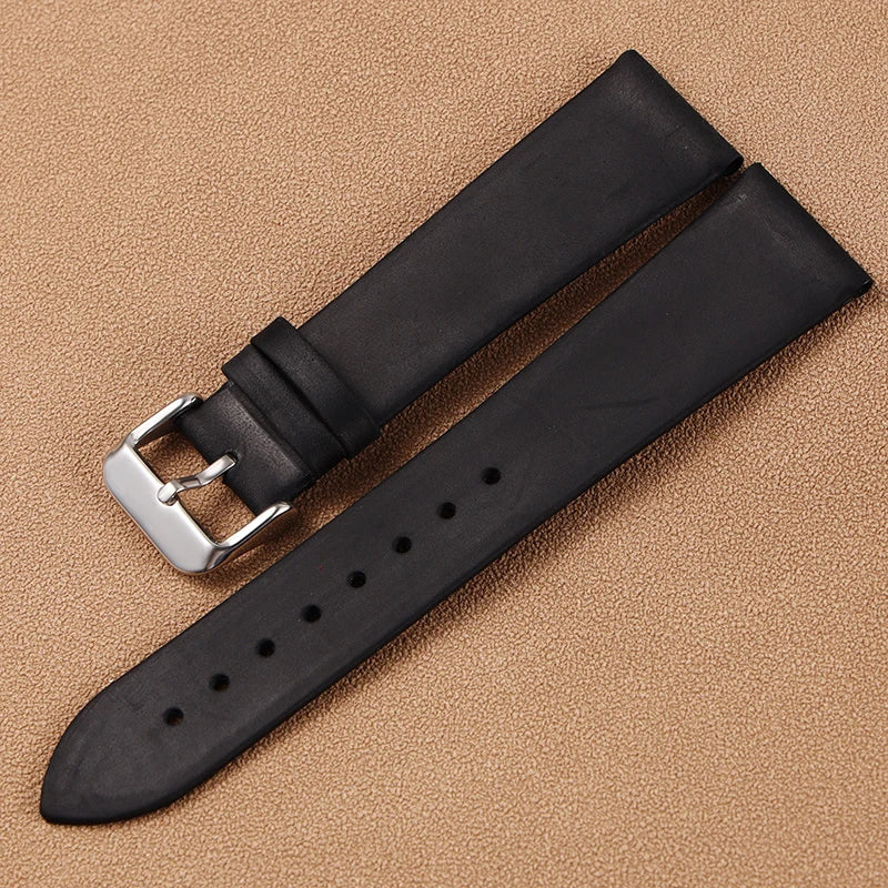Vintage Handmade Genuine Leather Watchband 18 20 22MM Old Brown Black Soft Men's Watch Strap
