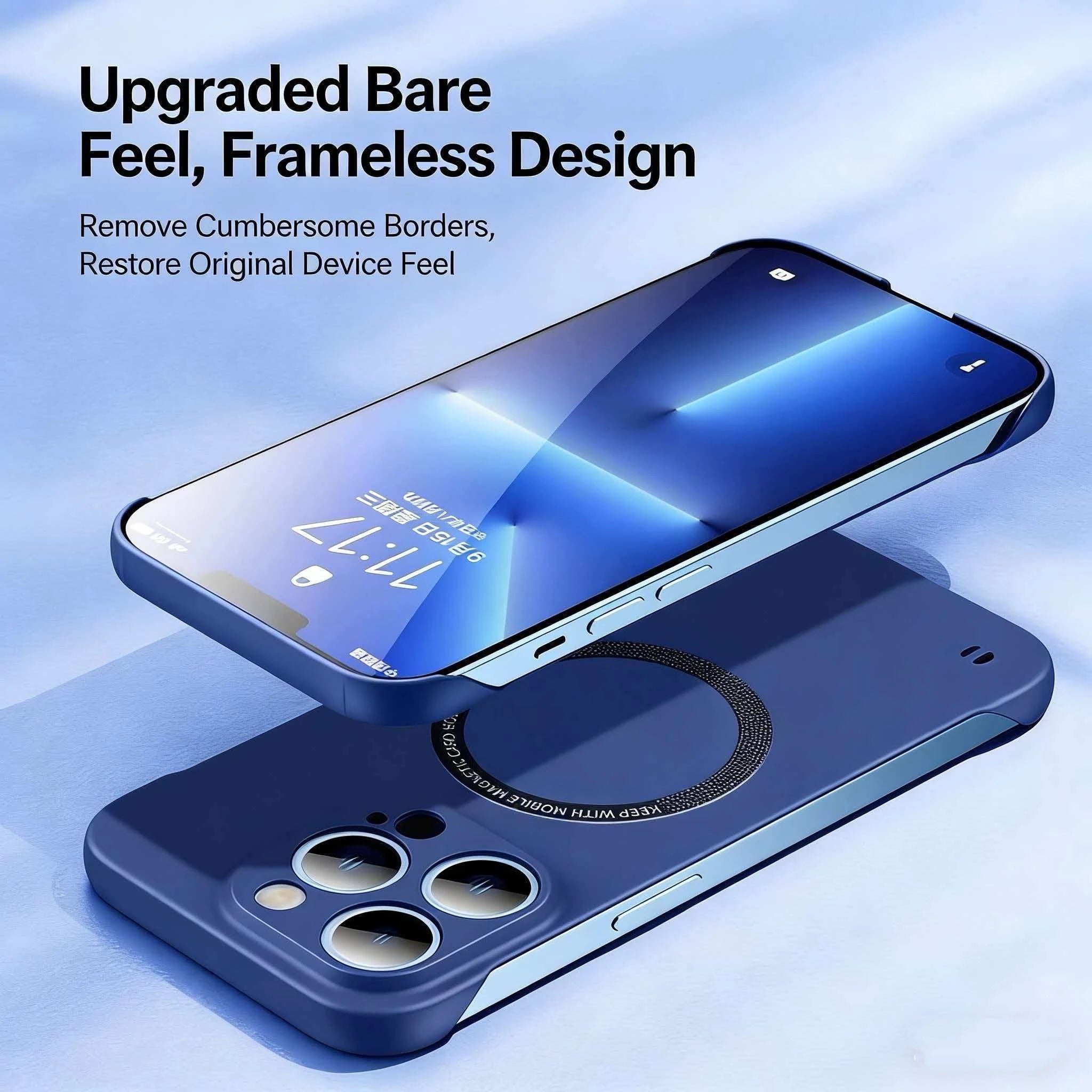 Ultra Thin Hard PC Magnetic Frameless Phone Case For Magsafe iPhone 17 16 15 14 Pro Max 13 Mini Air 16e Matte Color Solid Cover