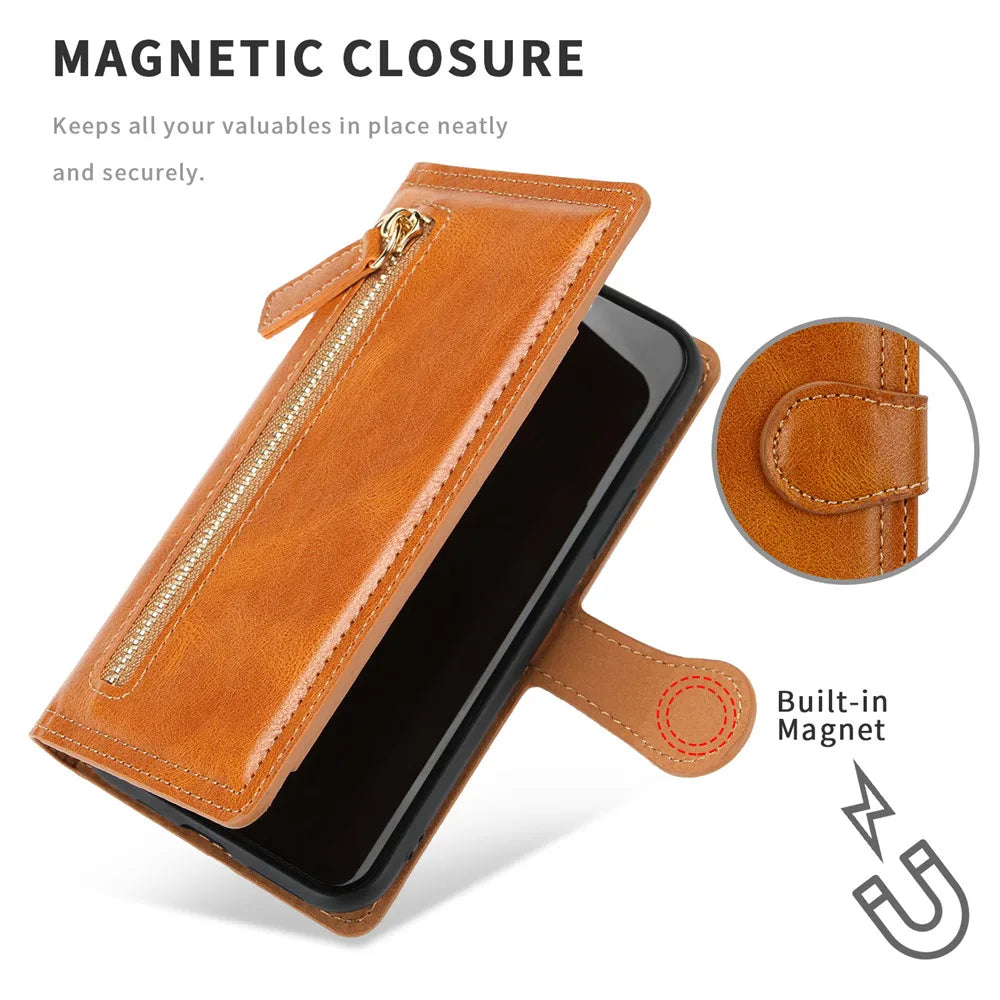 For Samsung Galaxy S20 Fe Fan Edition Note 20 Ultra Luxury Leather Zipper Flip Wallet Case S20FE S20 FE S21 S22 S23 Ultra Cover