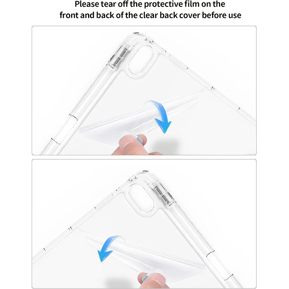 Case For iPad 5 6 7 8 9 10 11 Air 11 13 inch /Mini 6th 7th Gen / Pro 11 12.9 (3rd/4th/5th/6th Gen) Crystal Clear with Pen Holder