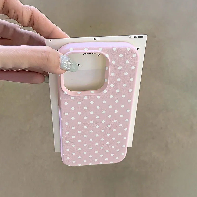 White Polka Dot Pattern Phone Case for Samsung S26 S25 S24 S23 S22 S21 S20 Note20 Ultra Plus A73 A55 5G Silicone Cover