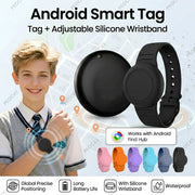 Smart Location Tag With Adjustable Silicone Wristband Works with Android Google Find Hub Anti-Lost GPS Tracker Bluetooth Locator