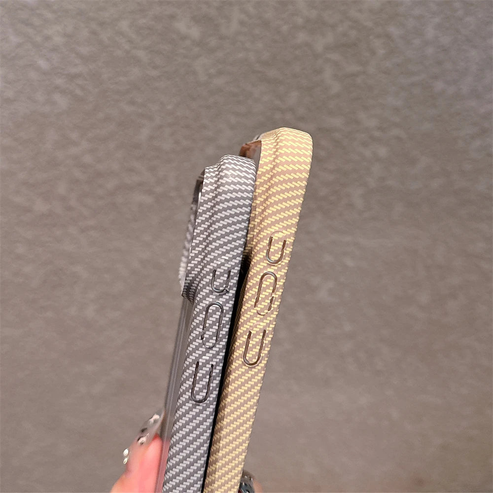 Ultra Slim Carbon Fibre Hard PC Case for iPhone Air 17 Pro Max 16 15 14 Plus 13 12 Pro 11 Color-blocking Full Frame Bumper Cover