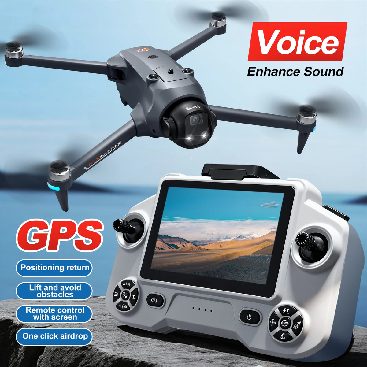 ZNLYRION YL059 GPS Foldable Drone With Large Screen Remote 180 Electric Adjustable Camera All Round Obstacle Avoidance Brushless Motor 5G FPV RC Quadcopter