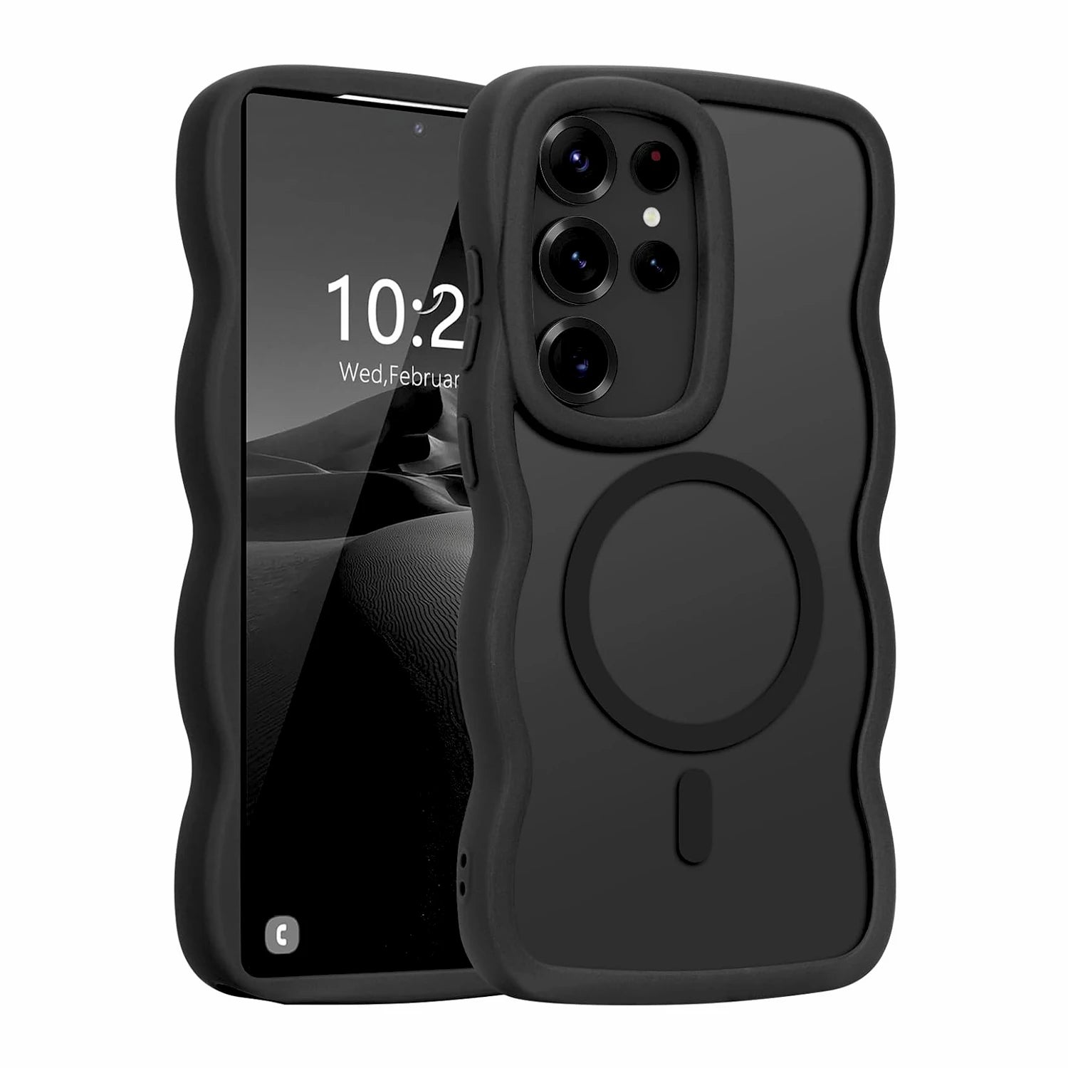 Luxury Wavy Frame Matte Case For Samsung Galaxy S26 S25 S24 Ultra Plus Edge S 26 A56 A36 Magsafe Charge Shockproof Armor Cover