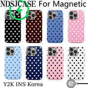 Luxury Clmj Y2K Small Polka Dots Phone Case for iPhone 17 16 15 14 13 12 11 Pro Max Plus Air Magnetic Double-layer Back Cover