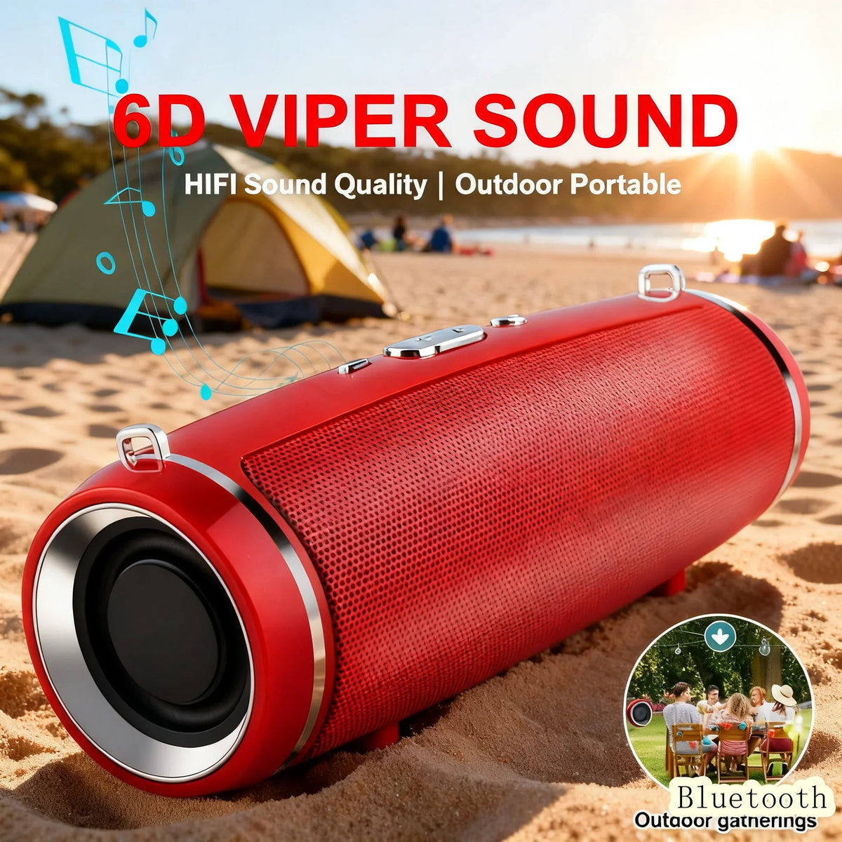 Portable Bluetooth Speakers Mini Wireless High Fidelity Surround Sound Subwoofer Outdoor Waterproof Camping Party Loudspeaker