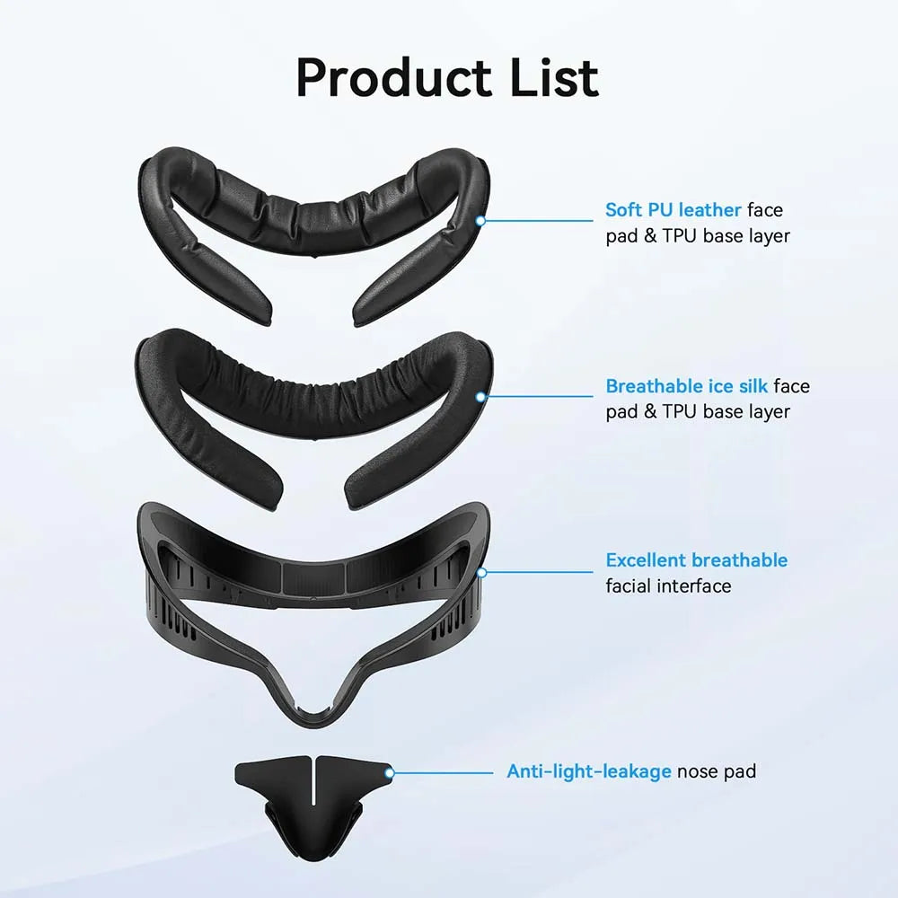 AMVR Comfortable Facial Interface for Quest 3S Face Cover Breathable Replacement Ice Silk Pad VR Glasses Accessories