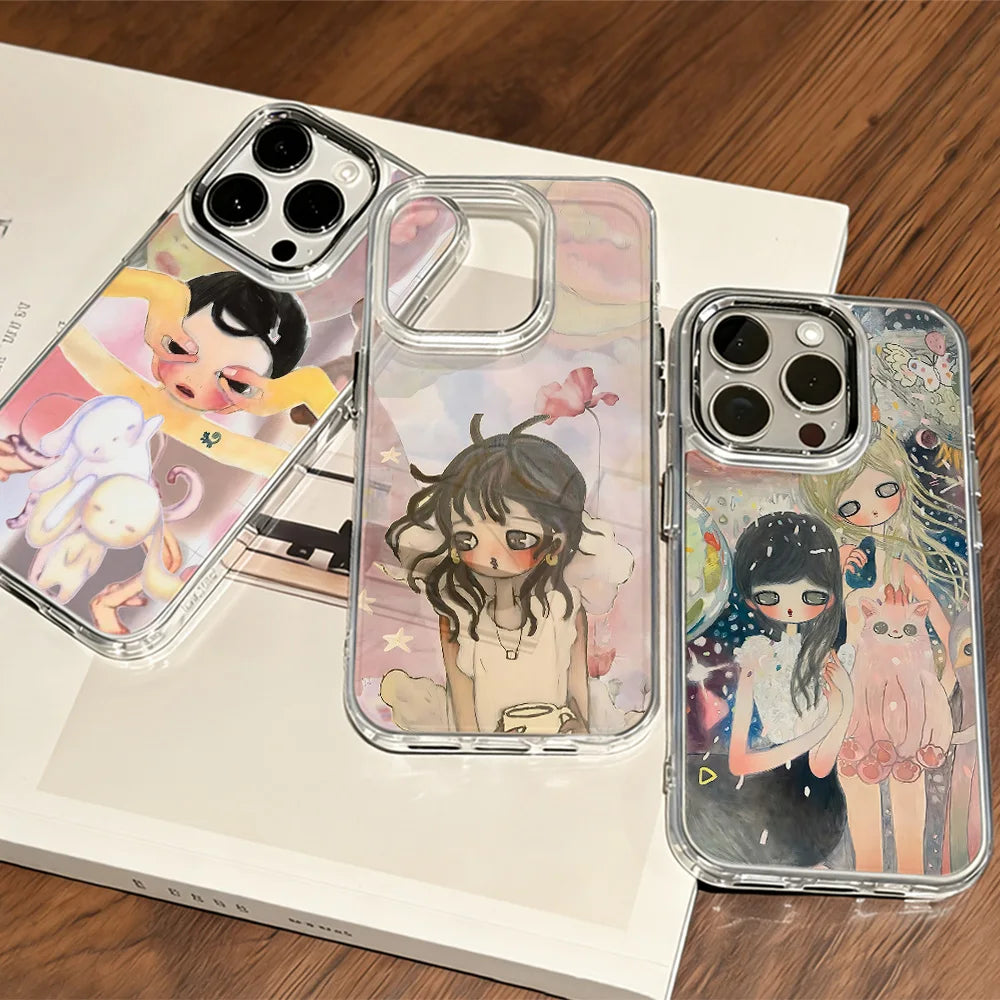 Anime A-Aya Takano Girl Art Phone Case For IPhone 17 16e 16 15 14 13 12 11 Mini Pro Max X XR 8 7 Air Plus Transparent Soft Cover