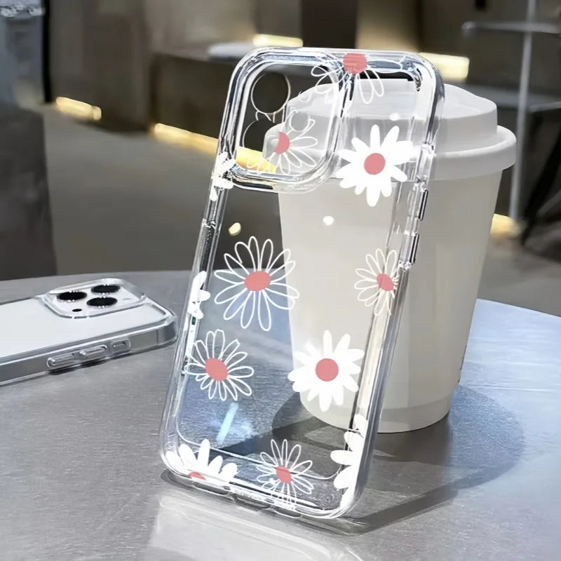 Cute Flower Clear Case For Samsung Galaxy S26 S25 Ultra A57 A56 5G S24 S23 Plus FE A36 A26 A16 A07 A55 A15 A54 Shockproof Cover