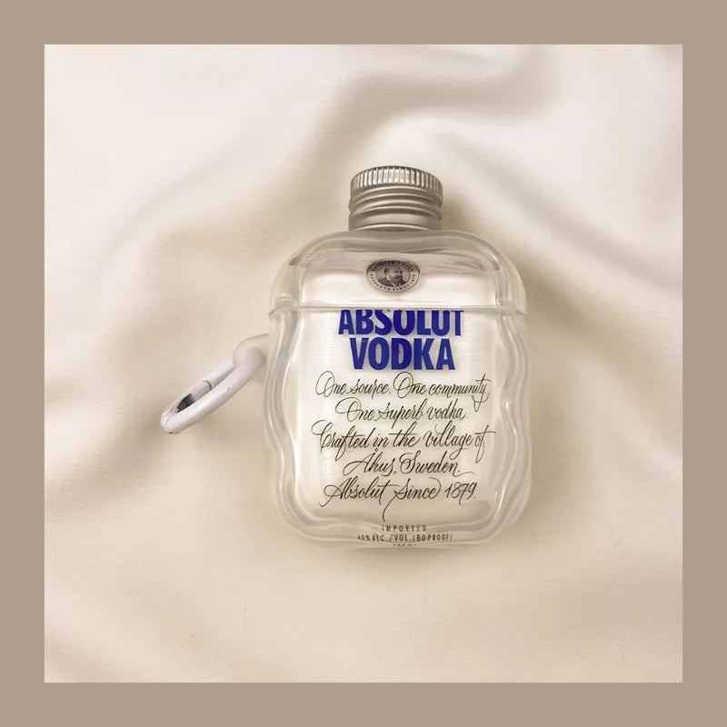 Absolut Vodka AirPods Case Clear  Bottle Shape With Mini Bottle Keychain For  AirPods Pro 2 Creative Ins Cover AirPods Pro3