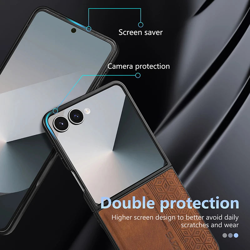 Case For Samsung Galaxy Z Flip 8 Z Flip 7 FE 6 5 4 3 Phone Case Retro style Business Flip Cover For Samsung W25 W24 Flip Cover5G
