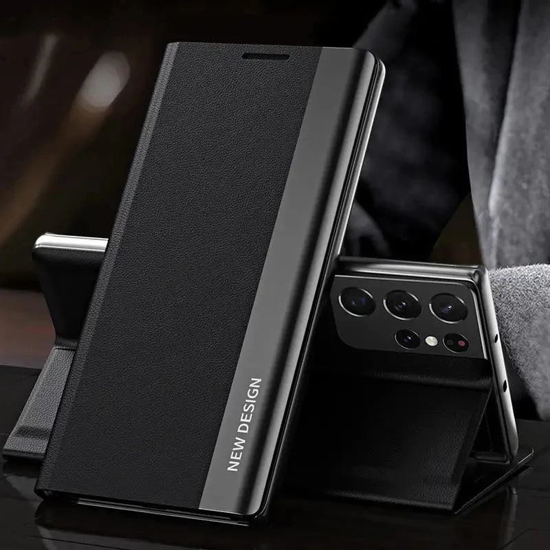 Luxury Leather Flip Case For Samsung Galaxy S26 S25 S24 S23 S22 S21 S20 Ultra Plus Edge S23 S21 S24 FE Note 20 Ultra Stand Cover