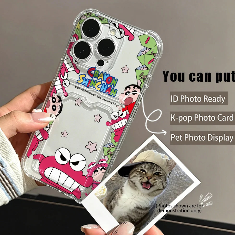 Crayons Shin-chans Card Hold Phone Case For Samsung Galaxy S26 S25 S24 S23 S22 S21 S20 FE Edge Plus Ultra M33 M53 M54 5G Airbag