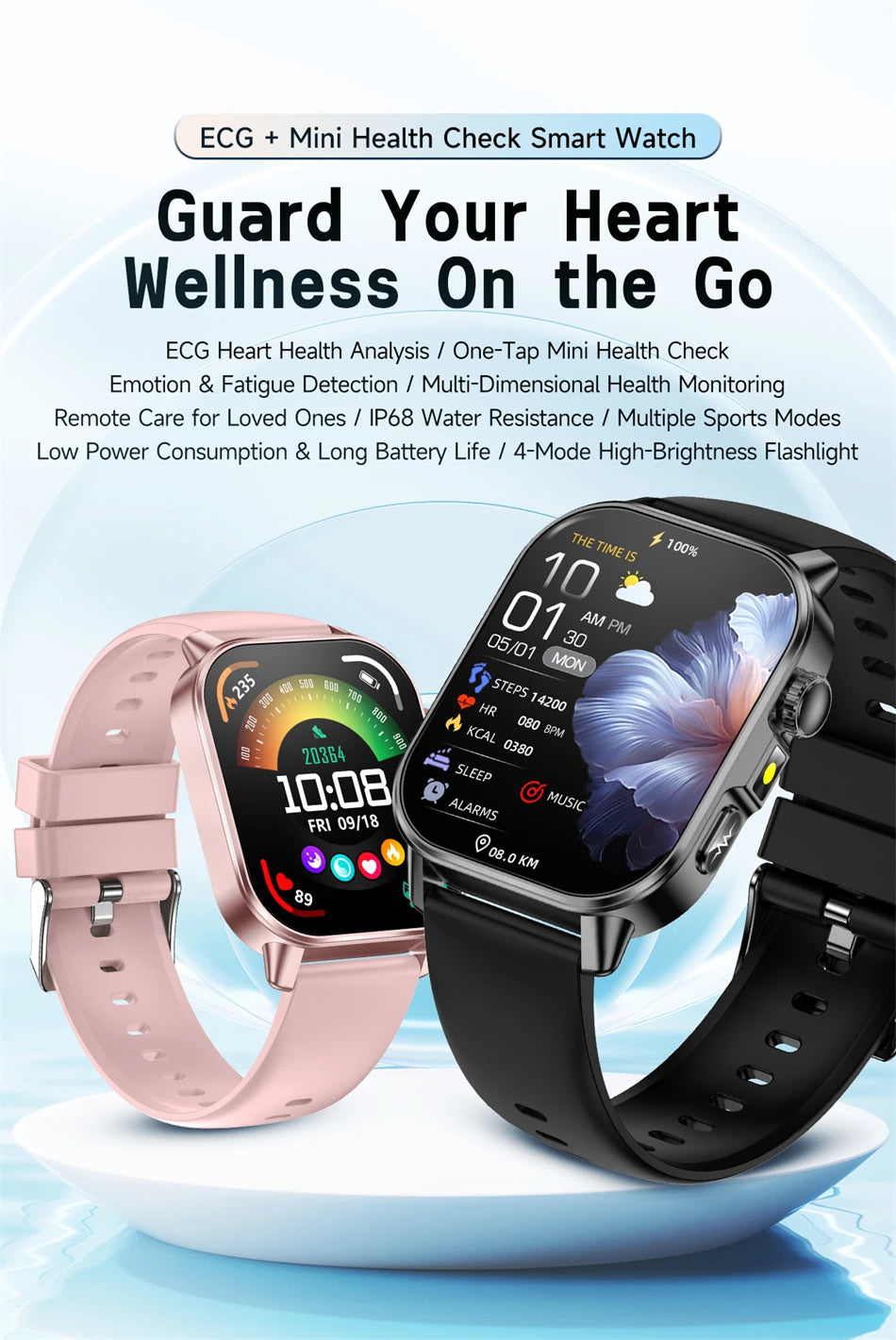 New Men Accurate Health Diagnosis ECG Smart Watch Blood Pressure Blood Oxygen Blood Fat Uric Acid Temp Bluetooth call Smartwatch