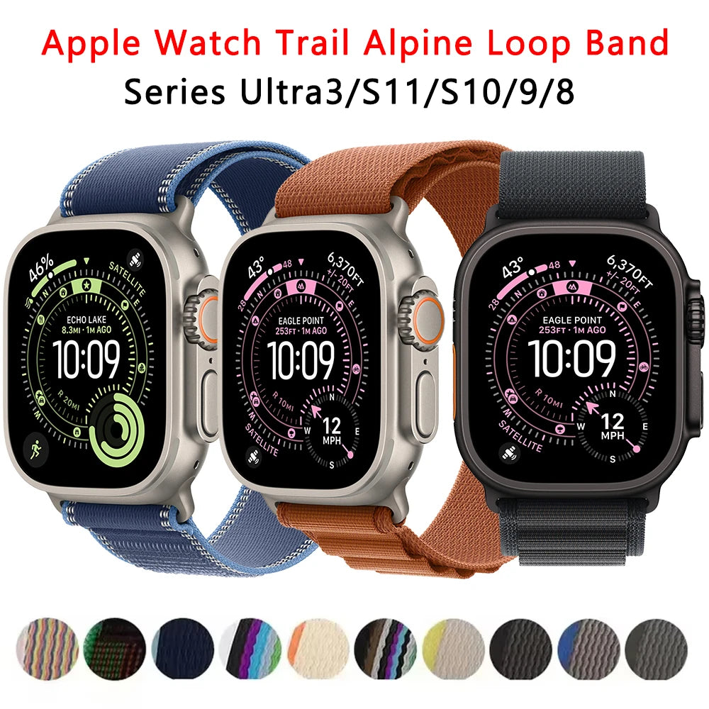 2025 Trail Alpine Loop Band for Apple Watch Strap Ultra 3 4 49mm 46mm 45mm 44mm 42 40 41 Correa Bracelet iWatch Series 12 11 10
