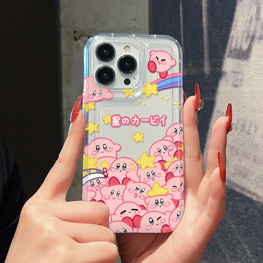 Anime Pink K-Kirbys Cat Phone Case for Samsung Galaxy S25 S24 S23 S22 S21 S20 S10 Note20 Note10 FE Ultra Plus 4G 5G Clear Cover