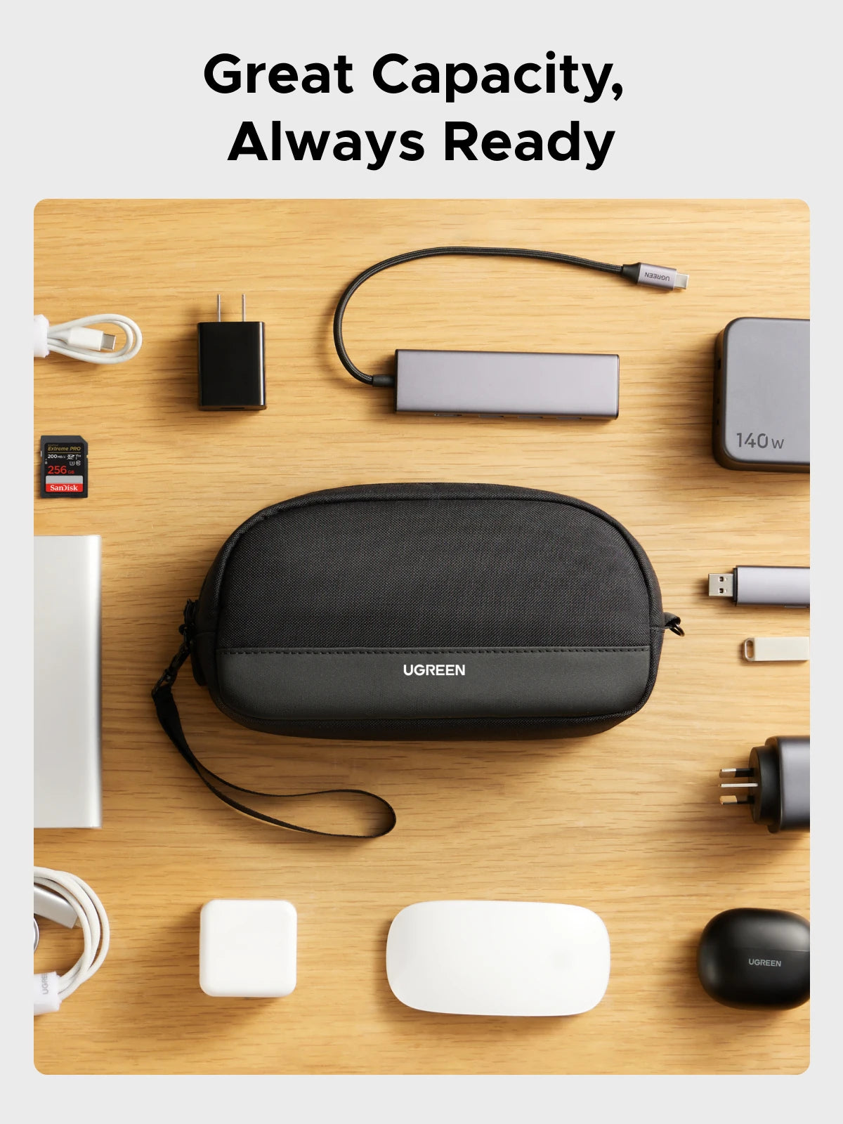 UGREEN Storage Bag Case Organizer Bag S/M Size for Laptop Power Adapter HUB Earphone Cable Charger PC Digital Laptop Accessories