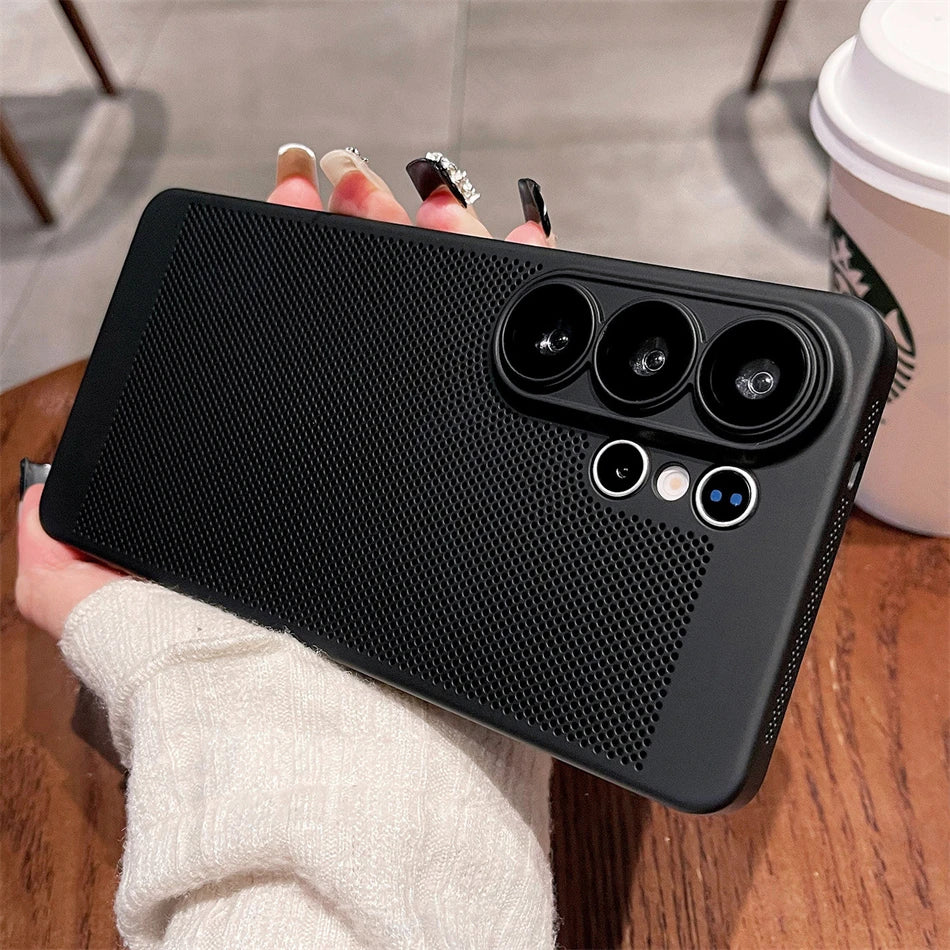 Heat Dissipation Breathable Mesh PC Case For Samsung Galaxy S26 S25 S24 S23 S22 Ultra S21 Plus Len Protect Thin Matte Hard Cover