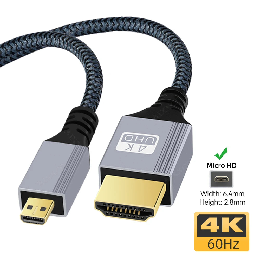 Micro HDMI-compatible to HDTV Cable 4K For GoPro Hero Raspberry Pi 4 Sony A6000 Nikon Yoga 3 Camera Micro HDMI Cord 0.3m 5m 10m