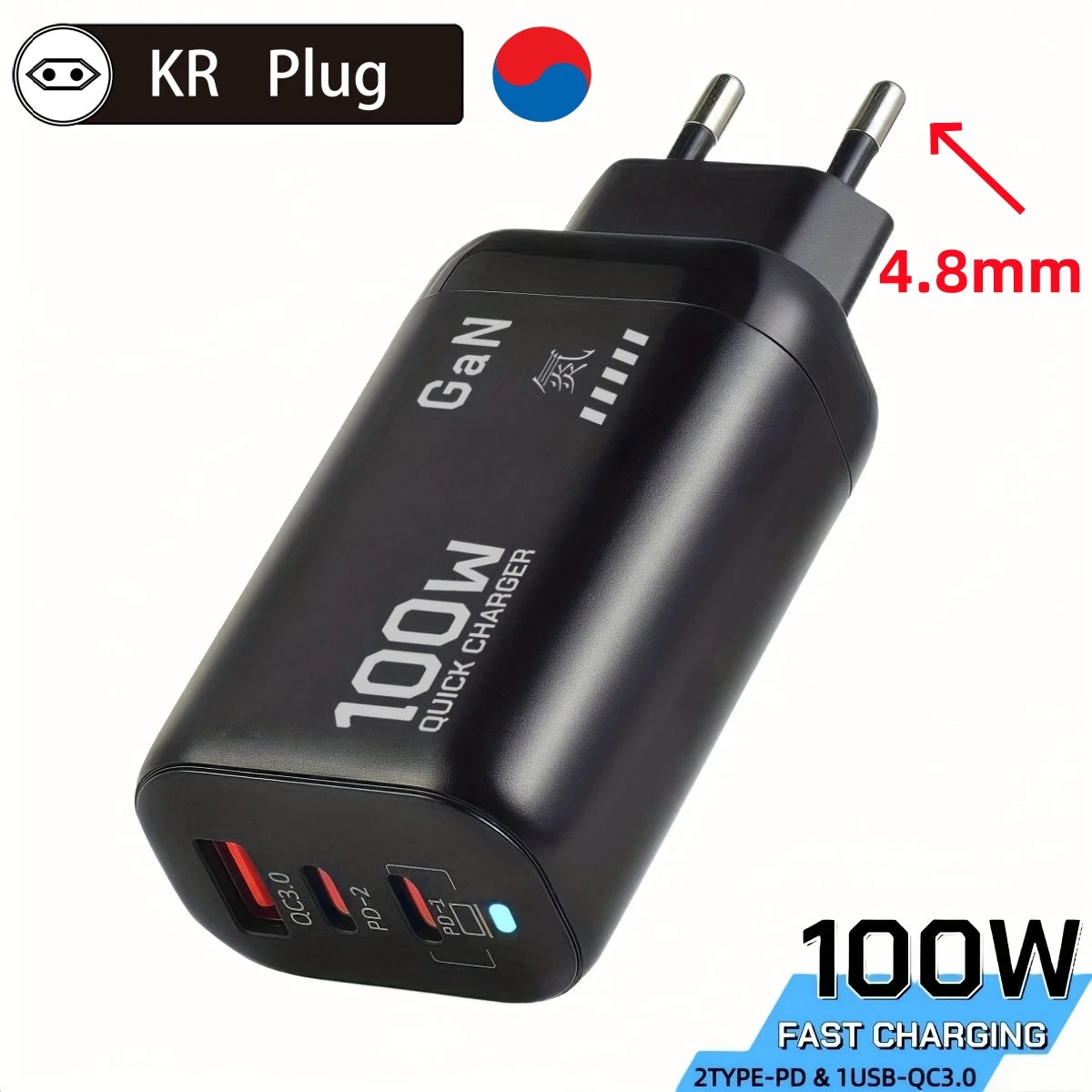 100W GaN PD Type C Charger USB QC 3.0 For Laptop Ipad PPS Fast Charge EU UK For Samsung Xiaomi iPhone 15 16 Pro Max Mobile Phone